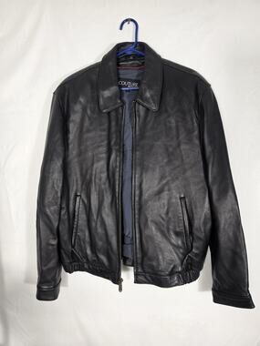 Vintage Couture By J.Park Bomber Black Jacket Men's Large Soft Lamb Leather And